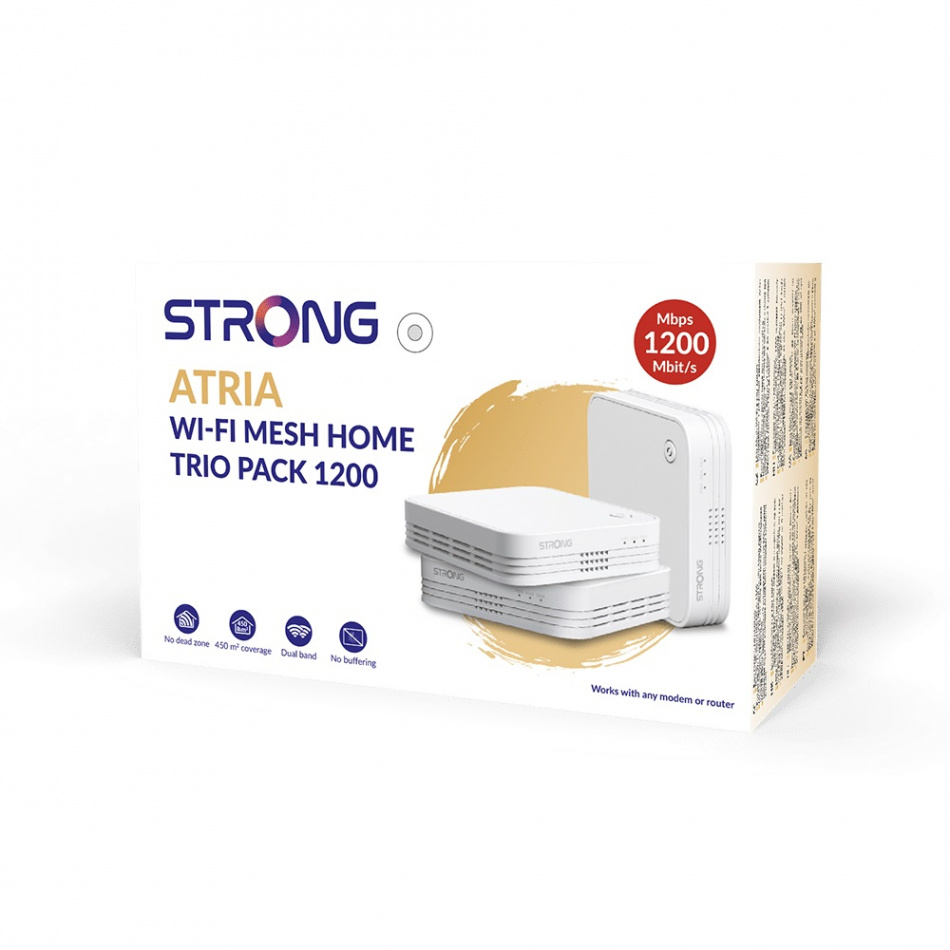 Strong Atria Mesh 1200 Home Kit, dual-band WiFi 3-pack