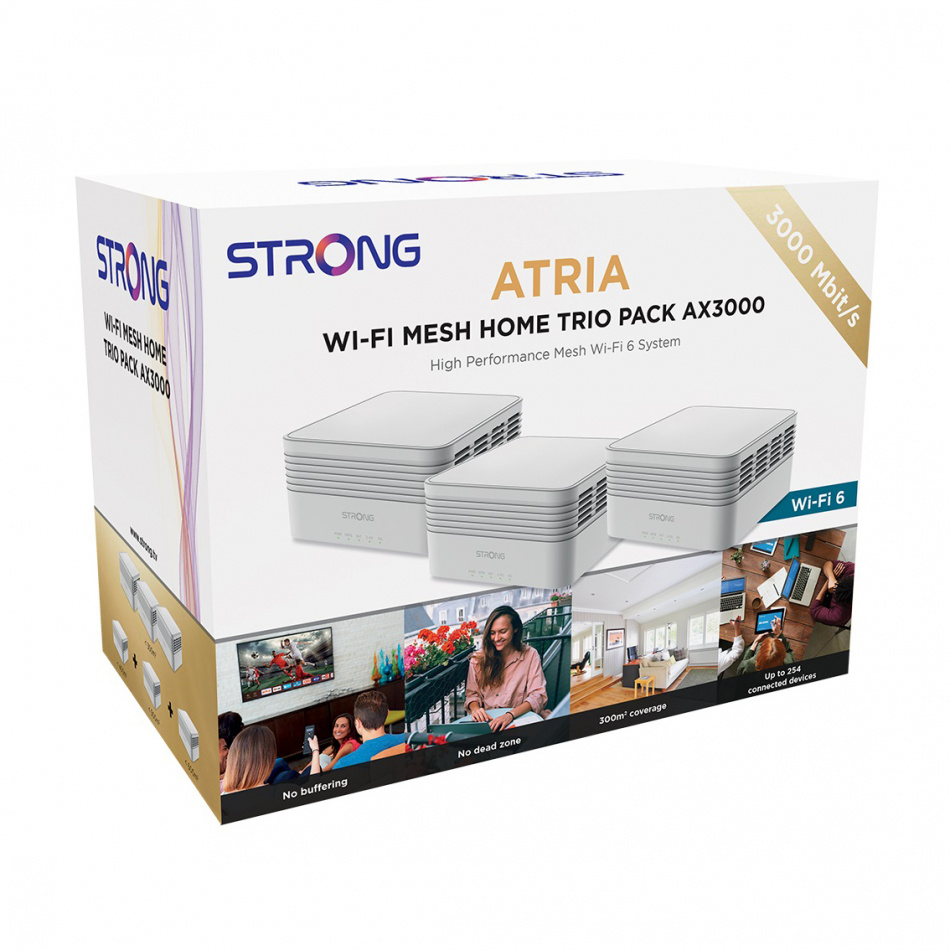 Strong Atria Mesh AX3000 Home Kit, WiFi-6 & MU-MIMO dual-band 3-pack