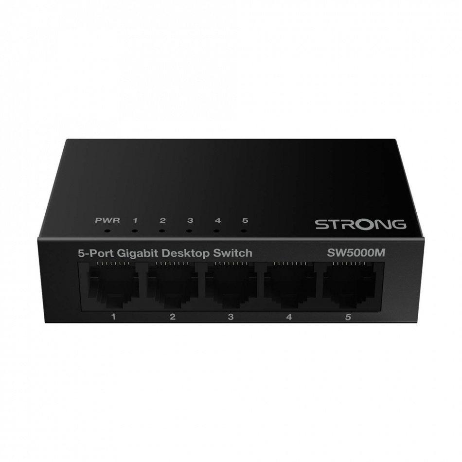 Strong SW5000M 5-Port Gigabit Metal Network Switch, svart