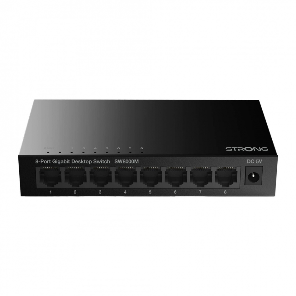 Strong SW8000M 8-Port Gigabit Metal Network Switch, svart