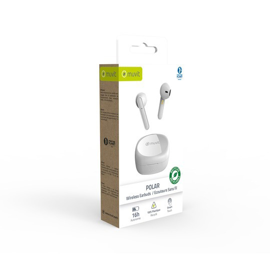 Muvit Polar trådlösa in-ear hörlurar, vita