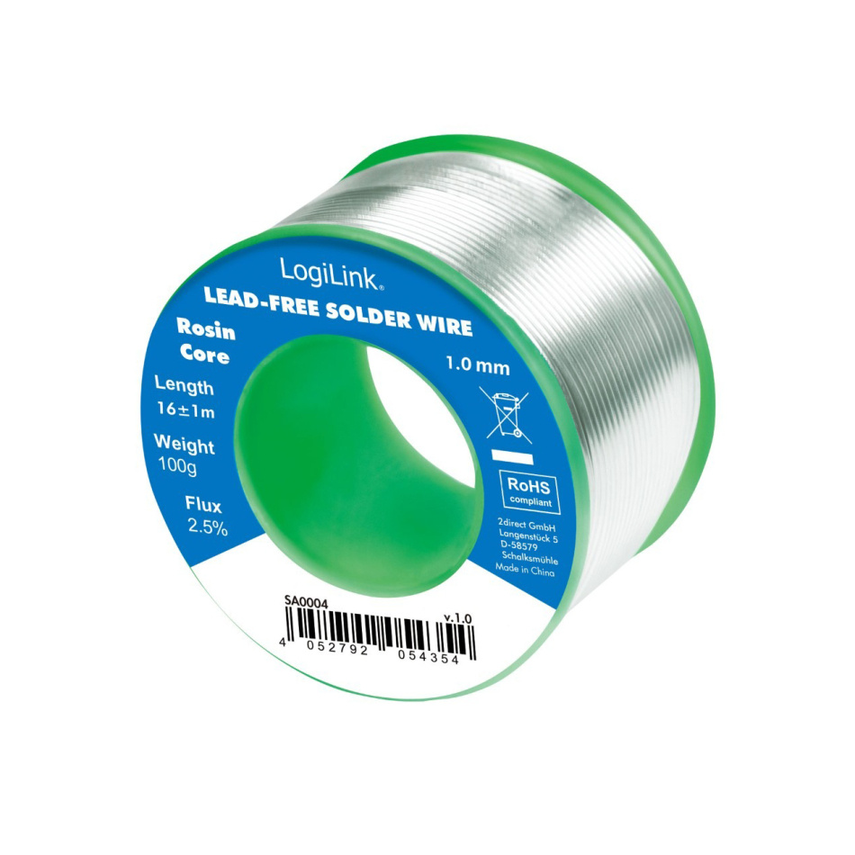LogiLink SA0004 blyfritt lödtenn, 1.00mm 100 gram