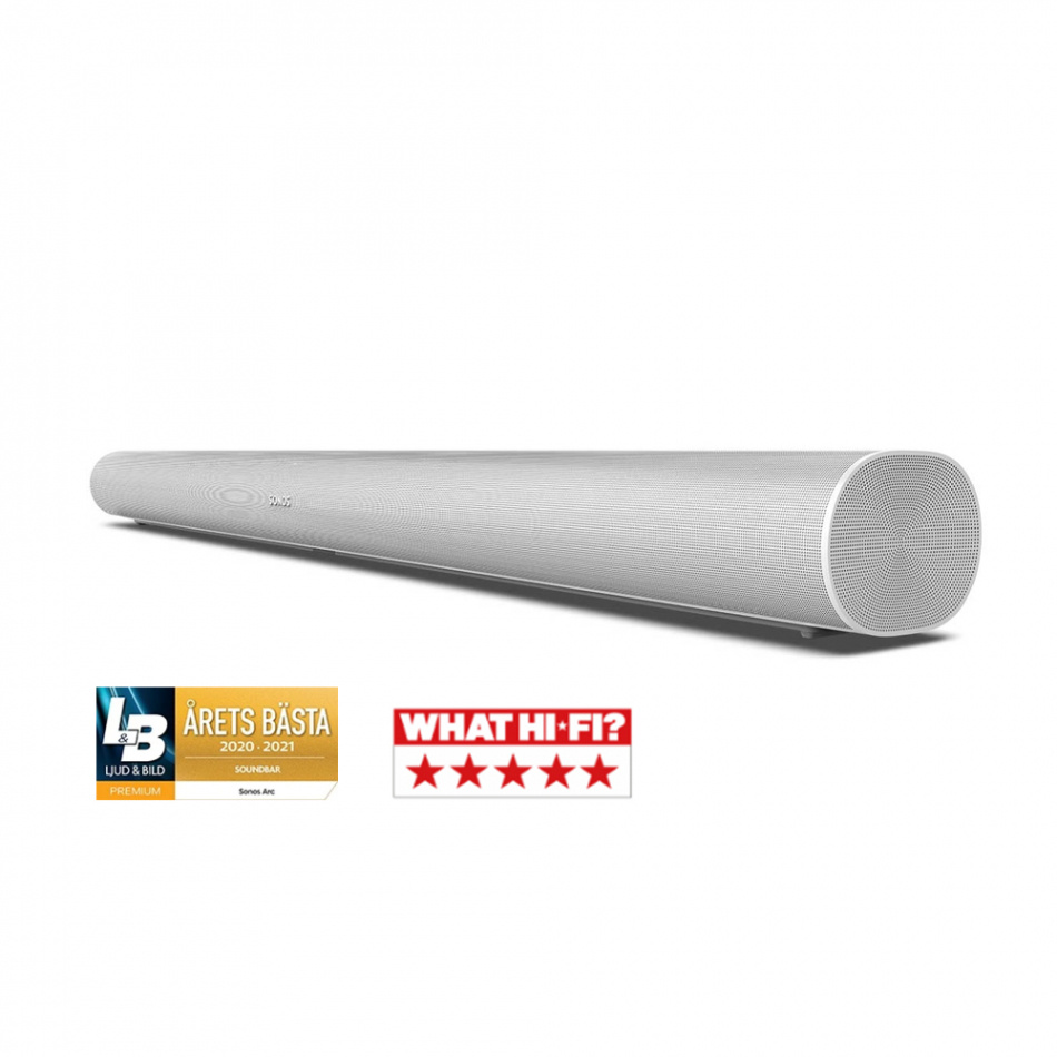 Sonos Arc soundbar med Dolby Atmos, AirPlay 2 & röststyrning, vit