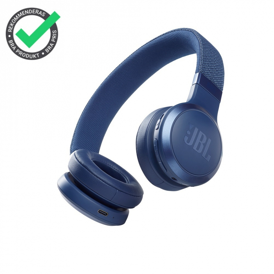 JBL Live 460NC on-ear hörlurar med Bluetooth & brusreducering, blå