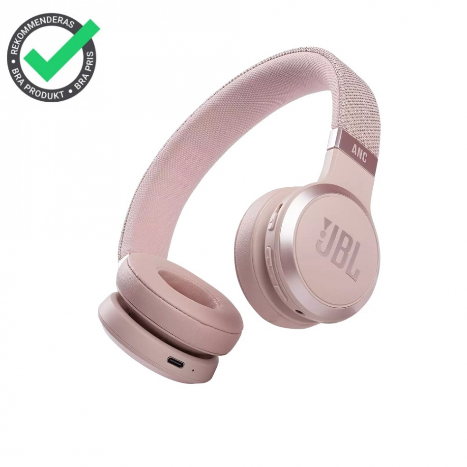 JBL Live 460NC on-ear hörlurar med Bluetooth & brusreducering, rosa