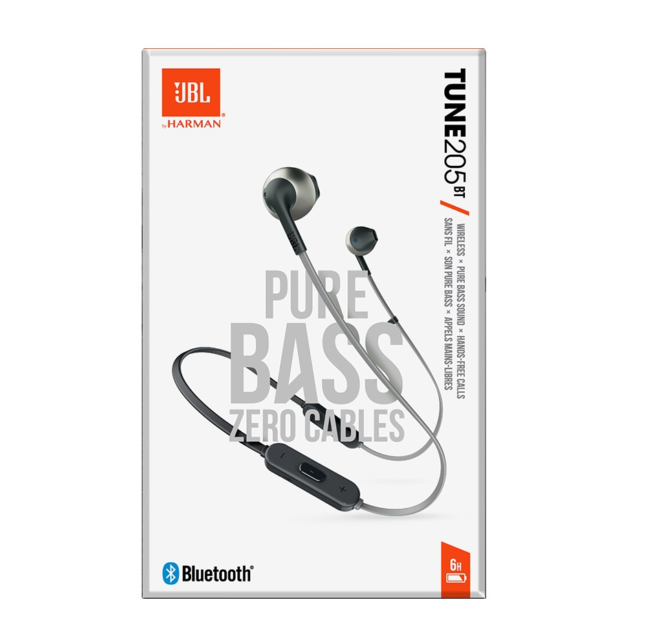 JBL Tune 205BT, in-ear hörlurar med Bluetooth, svart