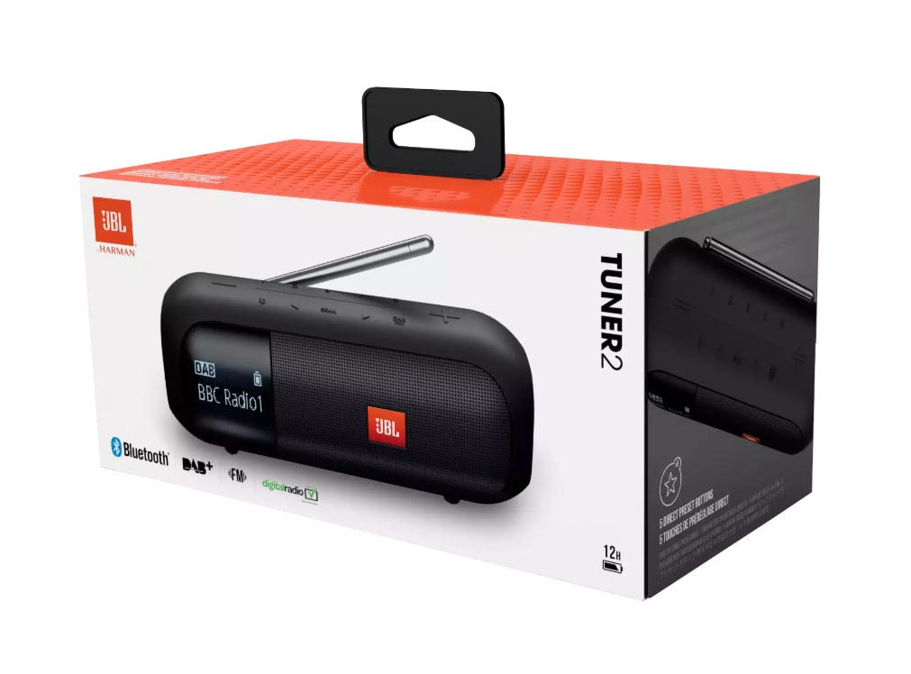 JBL Tuner 2 portabel DAB/FM-radio med Bluetooth, vit