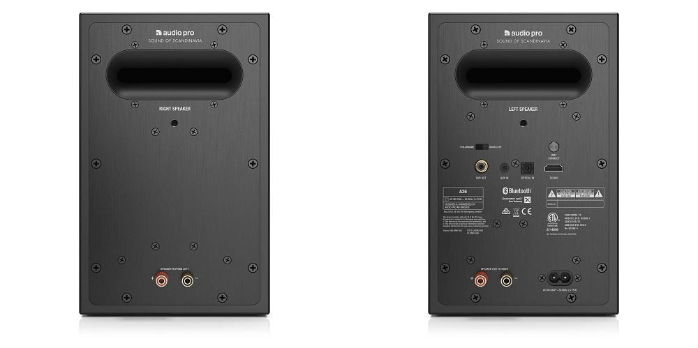 Audio Pro A26 stativhögtalare med Wifi, Bluetooth & HDMI ARC, svart par