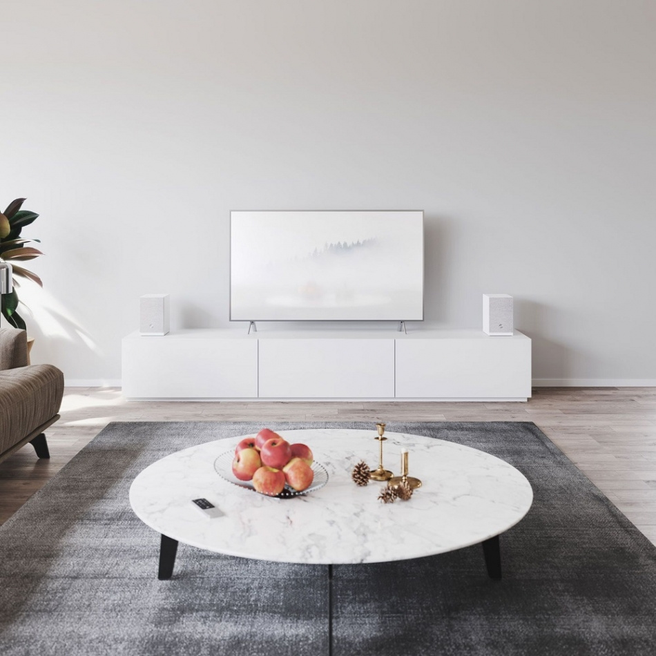 Audio Pro A26 stativhögtalare med Wifi, Bluetooth & HDMI ARC, vitt par