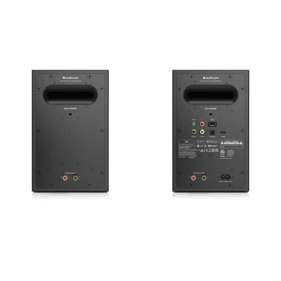 Audio Pro A28 aktiva högtalare med HDMI ARC, Bluetooth & Wifi, svart par