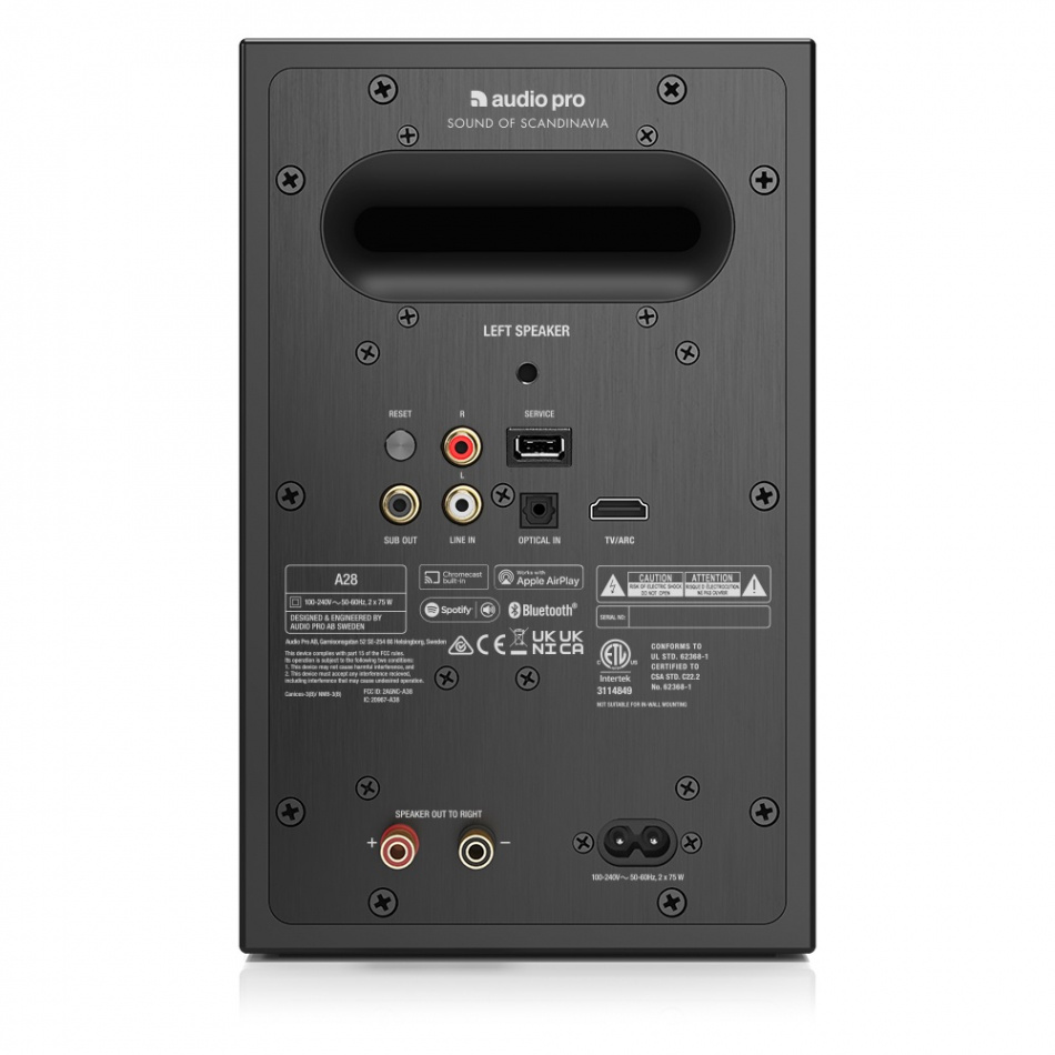 Audio Pro A28 aktiva högtalare med HDMI ARC, Bluetooth & Wifi, svart par