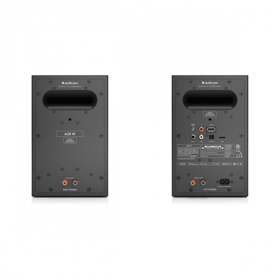 Audio Pro A28 W streaminghögtalare powered by Linkplay med HDMI ARC, svart par