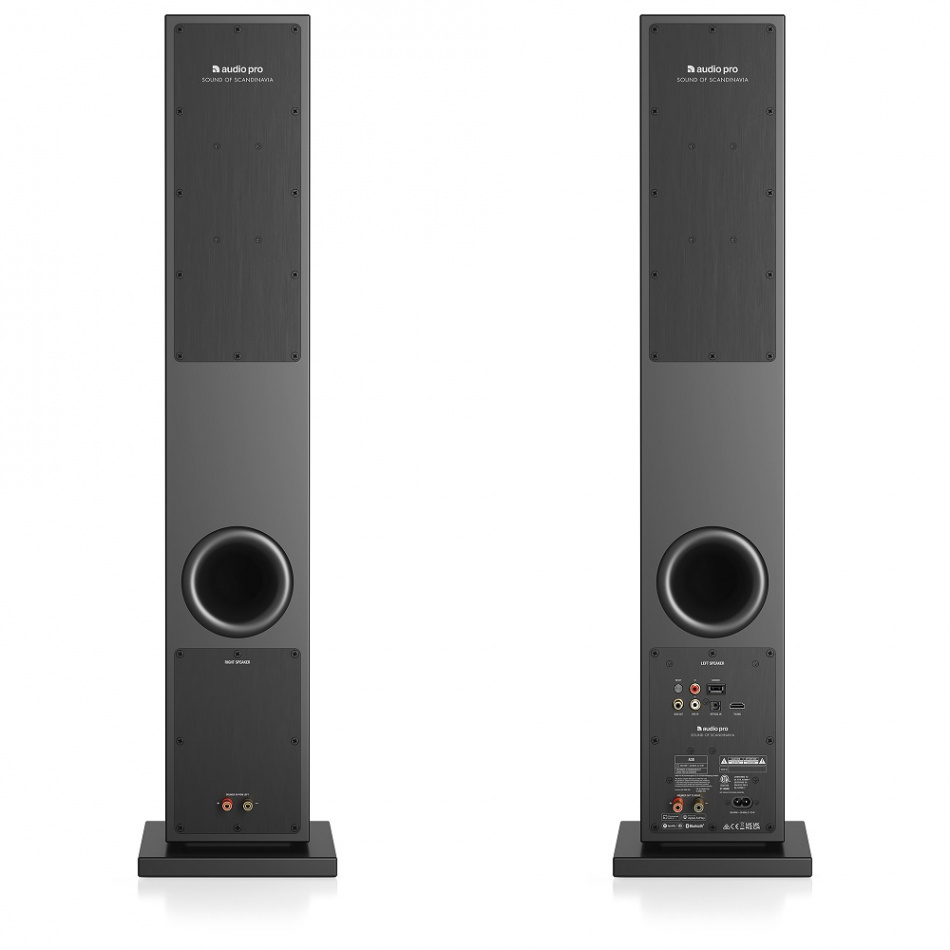 Audio Pro A38 aktiva golvhögtalare, svart par Returexemplar