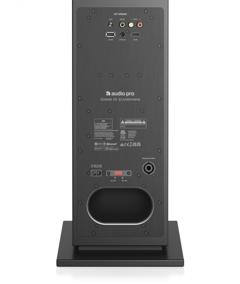 Audio Pro A48 aktiva golvhögtalare med HDMI ARC, Bluetooth & Wifi, svart par