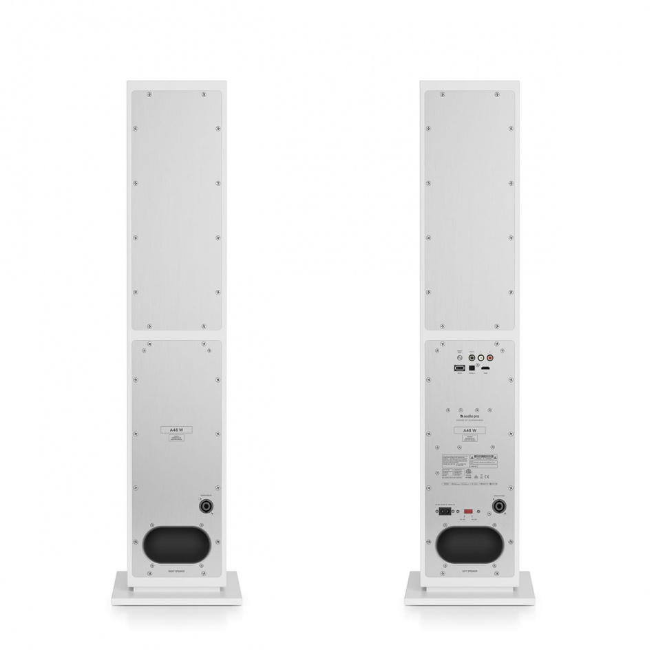 Audio Pro A48 W streaminghögtalare powered by Linkplay med HDMI ARC, vitt par