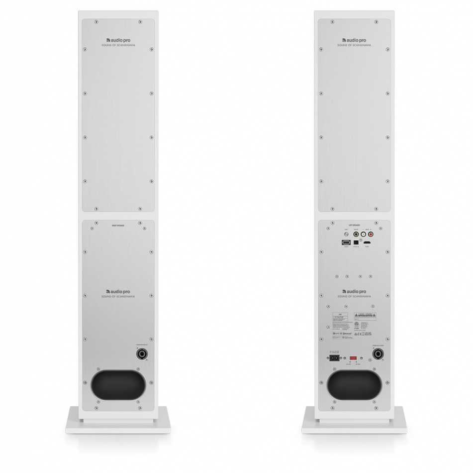 Audio Pro A48 aktiva golvhögtalare med HDMI ARC, Bluetooth & Wifi, vitt par