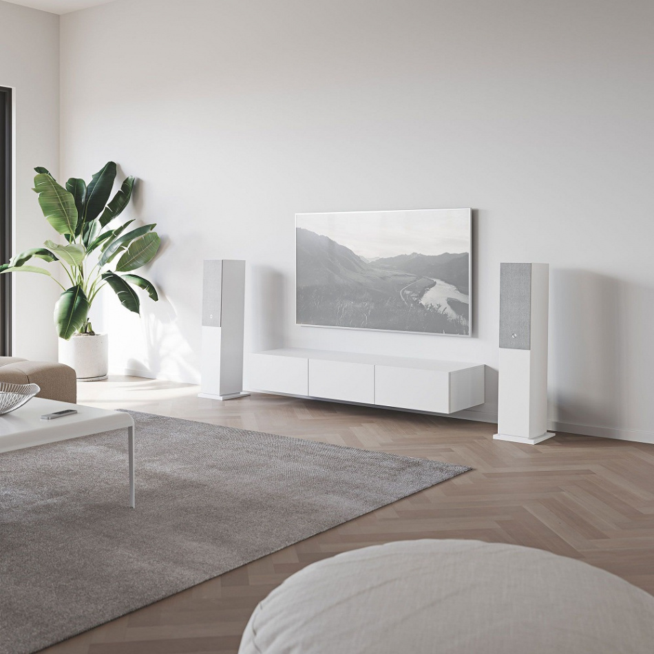 Audio Pro A48 aktiva golvhögtalare med HDMI ARC, Bluetooth & Wifi, vitt par