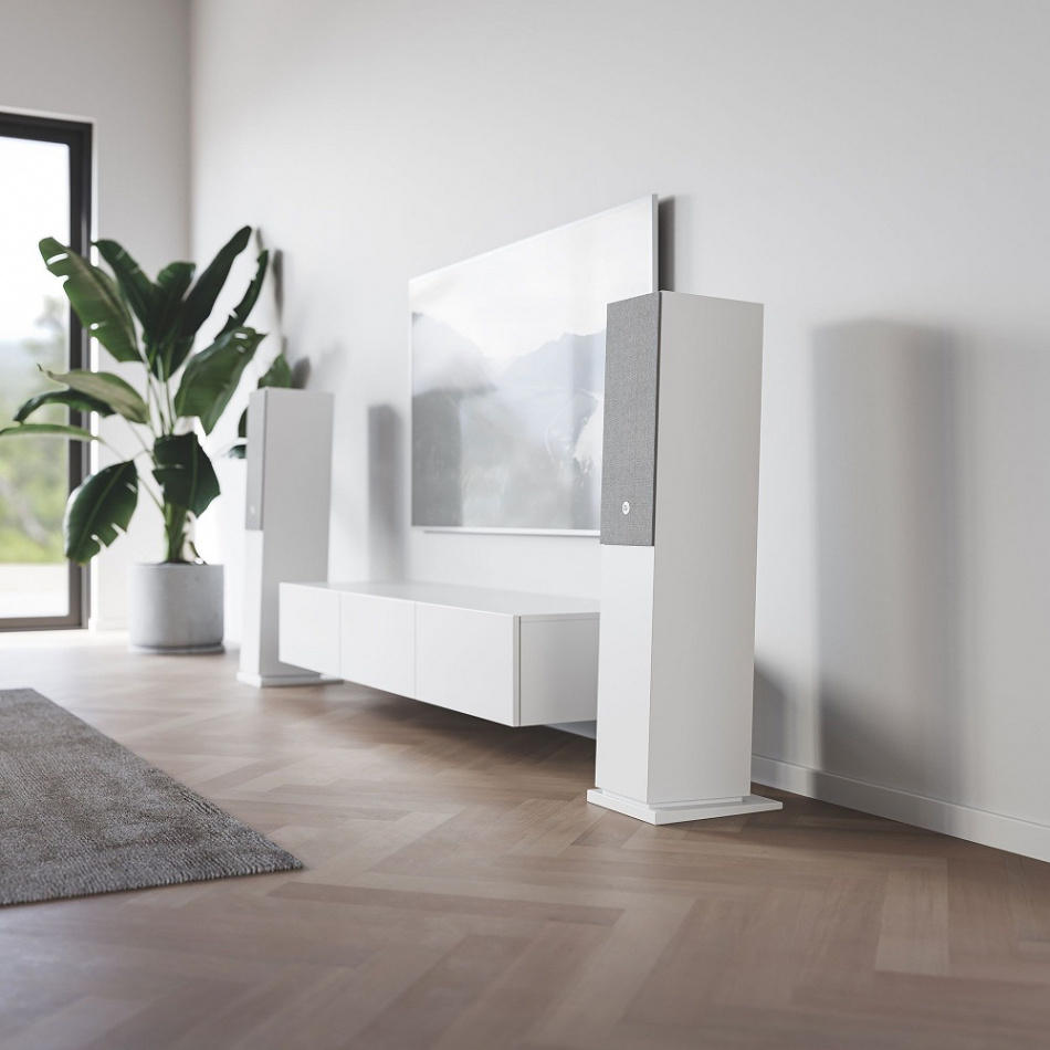 Audio Pro A48 aktiva golvhögtalare med HDMI ARC, Bluetooth & Wifi, vitt par