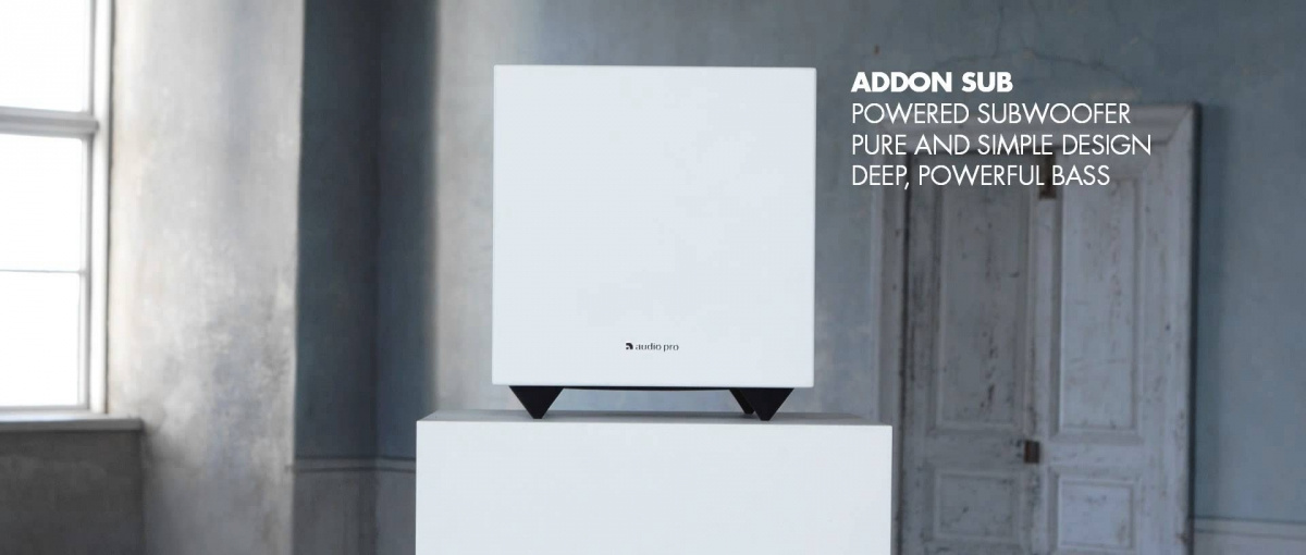Audio Pro Addon Sub, aktiv subwoofer vit
