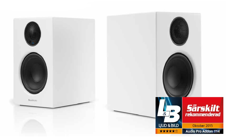 Audio Pro Addon T14, aktiva högtalare med Bluetooth, vita UTFÖRSÄLJNING