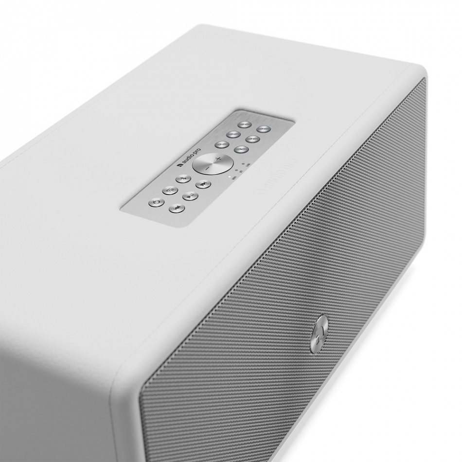 Audio Pro Drumfire D-2, aktiv Wifi-högtalare med Chromecast & AirPlay 2, vit