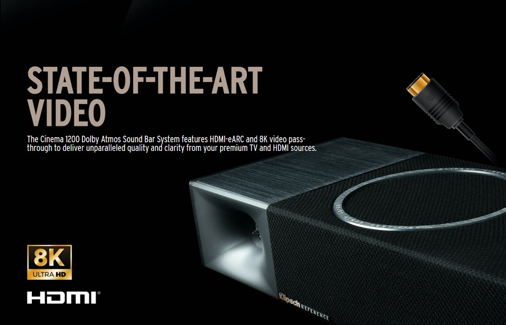 Klipsch Cinema 1200 soundbar med Dolby Atmos, 8K & Spotify Connect