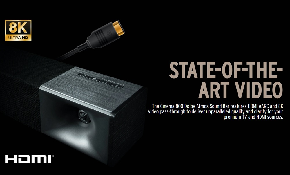 Klipsch Cinema 800 soundbar med Dolby Atmos, 8K & Spotify Connect