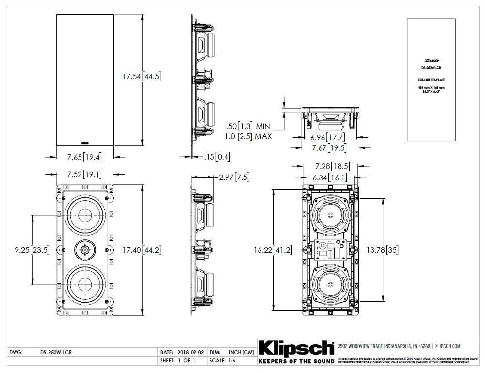 Klipsch DS-250W-LCR, vägghögtalare styck