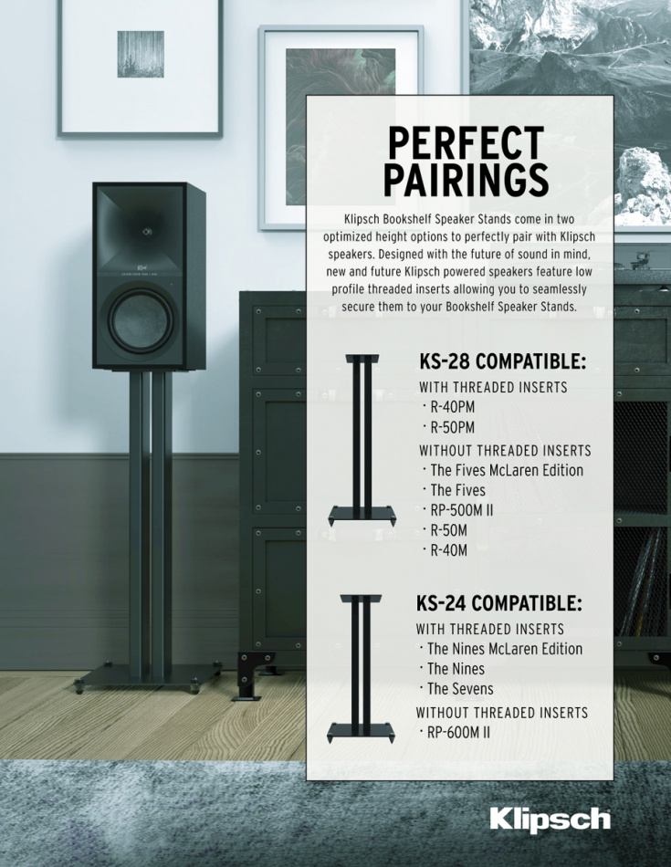 Klipsch KS-28 högtalarstativ med spikes, svart par