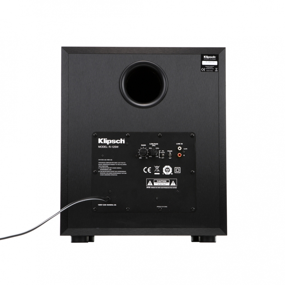 Klipsch R-12SW, aktiv subwoofer svart