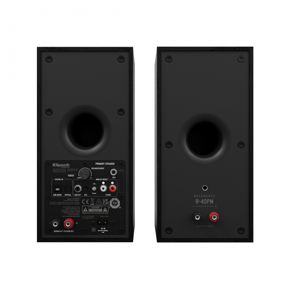 Klipsch R-40PM aktiva högtalare med Bluetooth, RIAA-steg & DAC, svart par