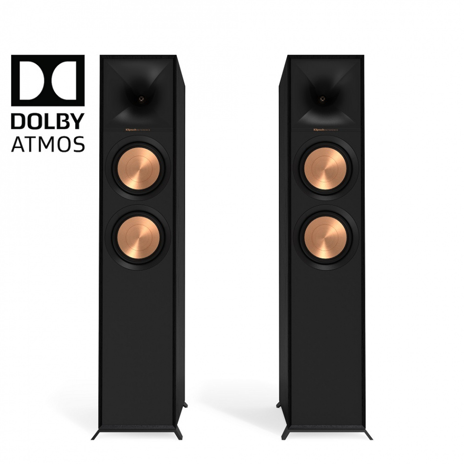 Klipsch R-605FA hornladdade golvhögtalare med Dolby Atmos, svart par