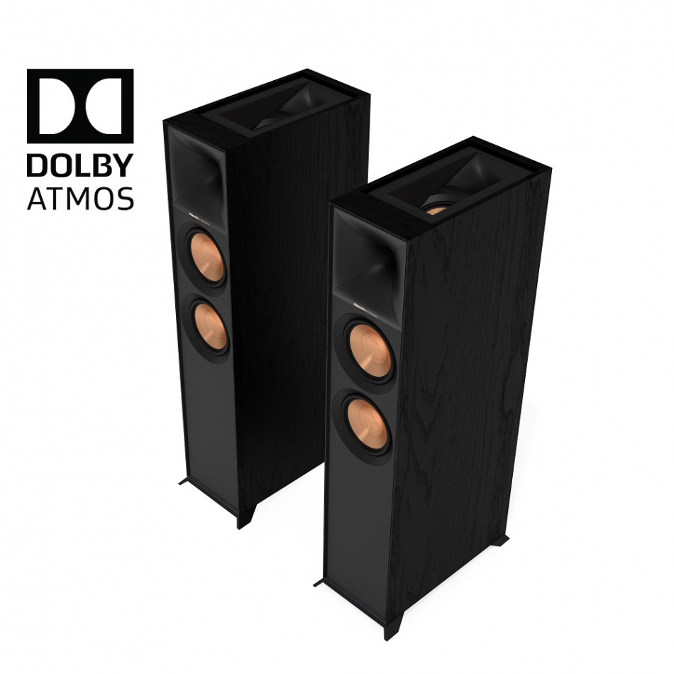 Klipsch R-605FA hornladdade golvhögtalare med Dolby Atmos, svart par