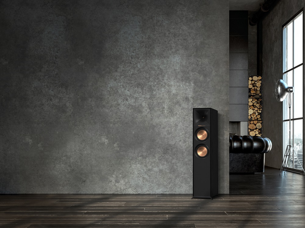 Klipsch R-605FA hornladdade golvhögtalare med Dolby Atmos, svart par