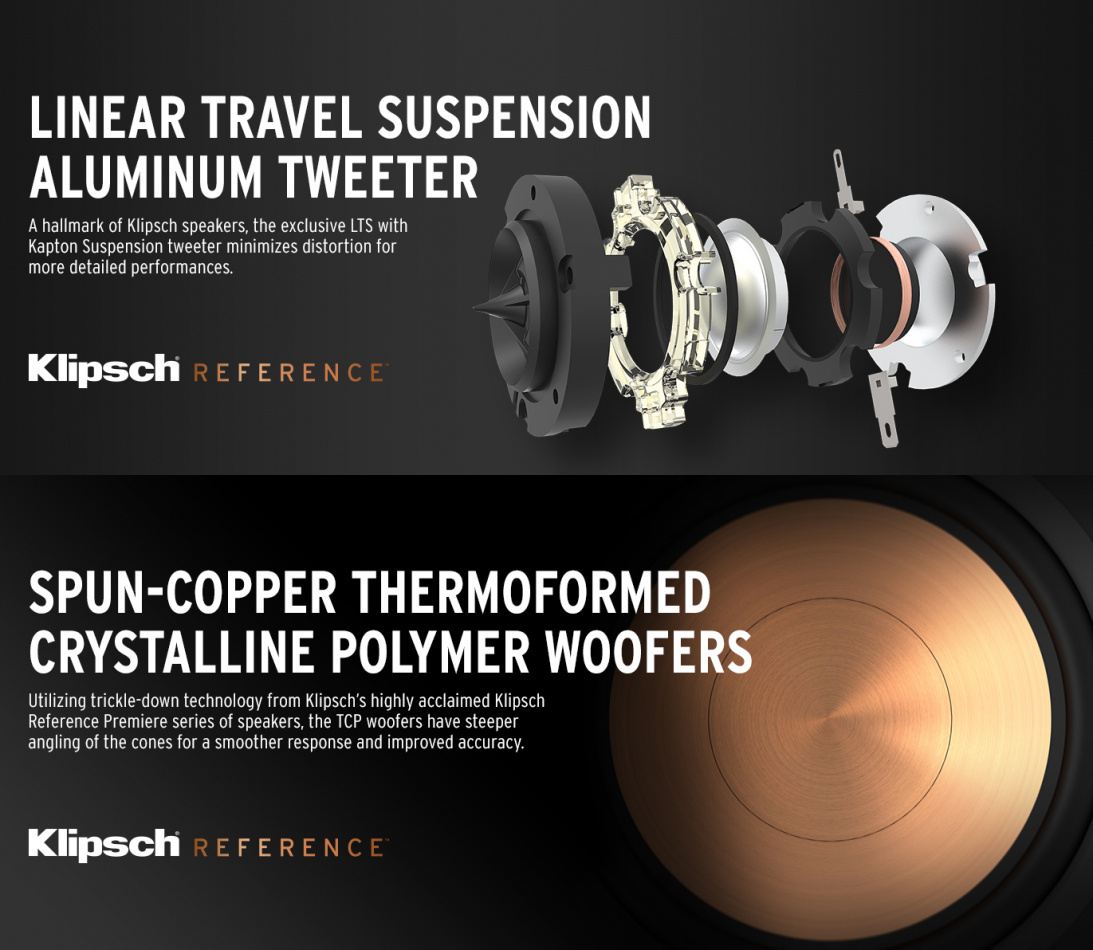 Klipsch R-60M hornladdade stativhögtalare, svart par