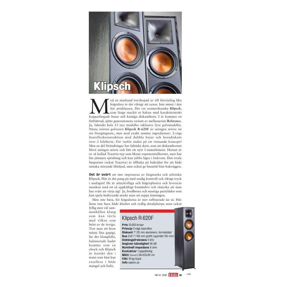 Klipsch R-620F golvhögtalare, svart par UTFÖRSÄLJNING