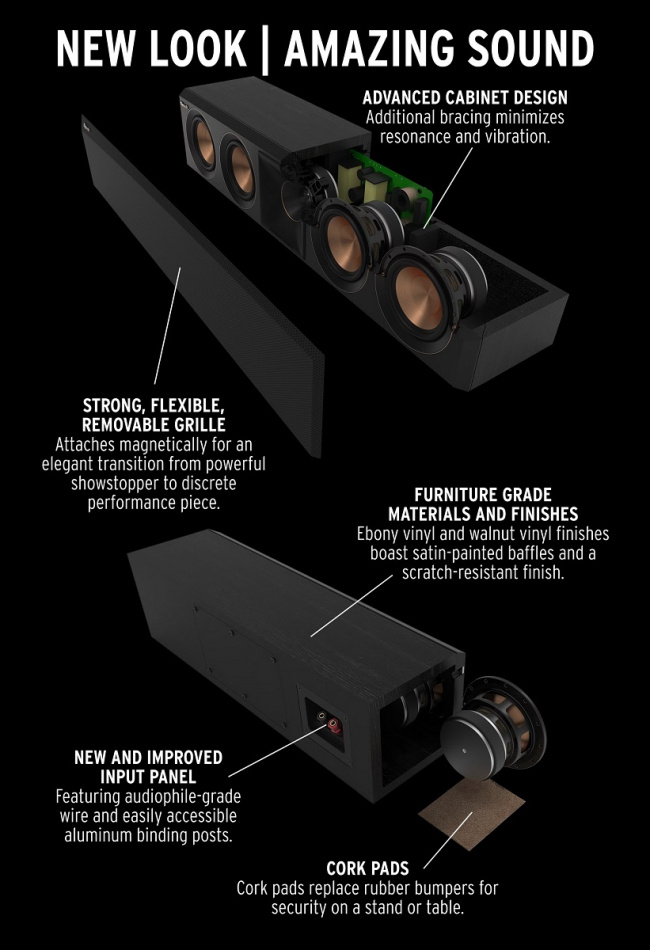 Klipsch RP-404C II hornladdad centerhögtalare, valnöt