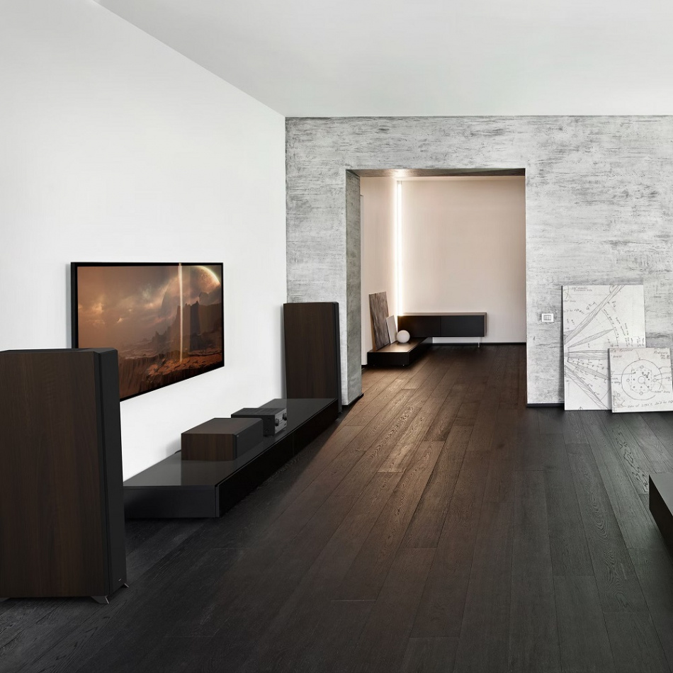 Klipsch RP-8060FA II hornladdad golvhögtalare med Dolby Atmos, valnöt par