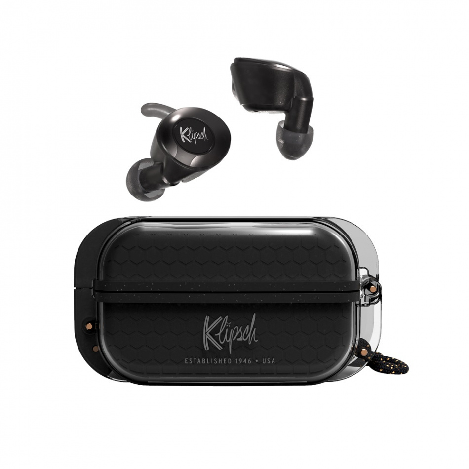 Klipsch T5 II True Wireless Sport, trådlösa in-ear hörlurar, svart
