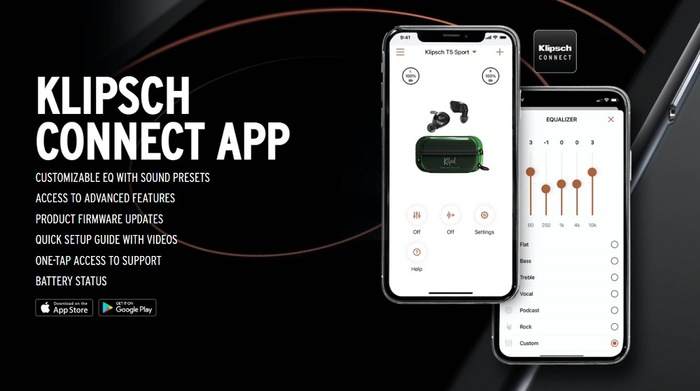 Klipsch T5 II True Wireless Sport, trådlösa in-ear hörlurar, svart