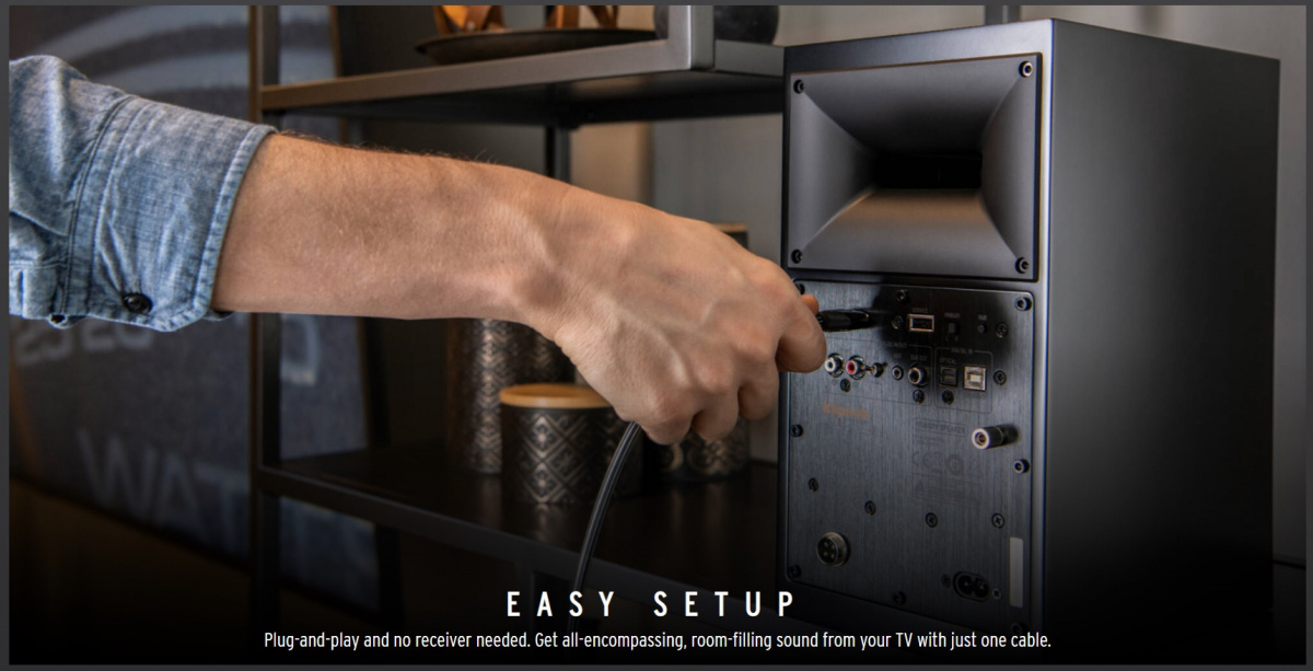 Klipsch The Fives aktiva högtalare med HDMI ARC, Bluetooth, RIAA-steg & DAC, svart par