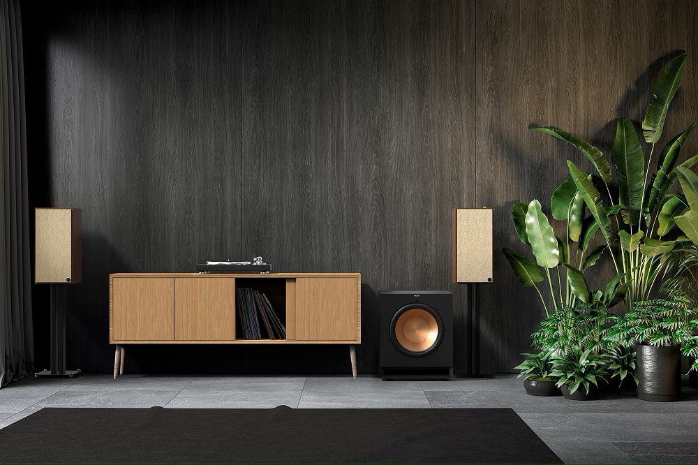 Klipsch The Nines aktiva Bluetooth-högtalare med HDMI ARC, valnöt Returexemplar