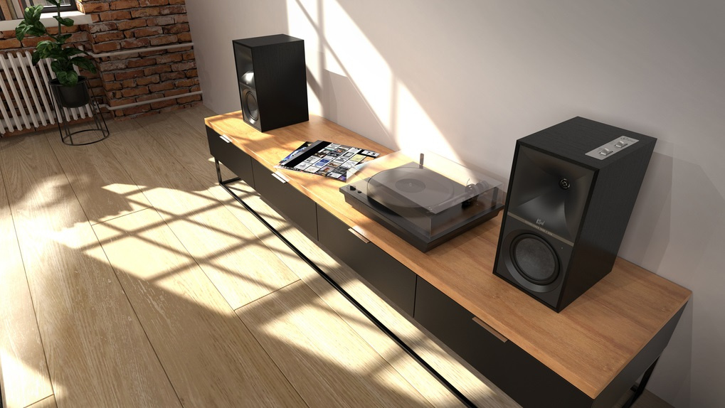 Klipsch The Sevens aktiva högtalare med fri WiiM Mini, HDMI ARC, Bluetooth & RIAA, svart