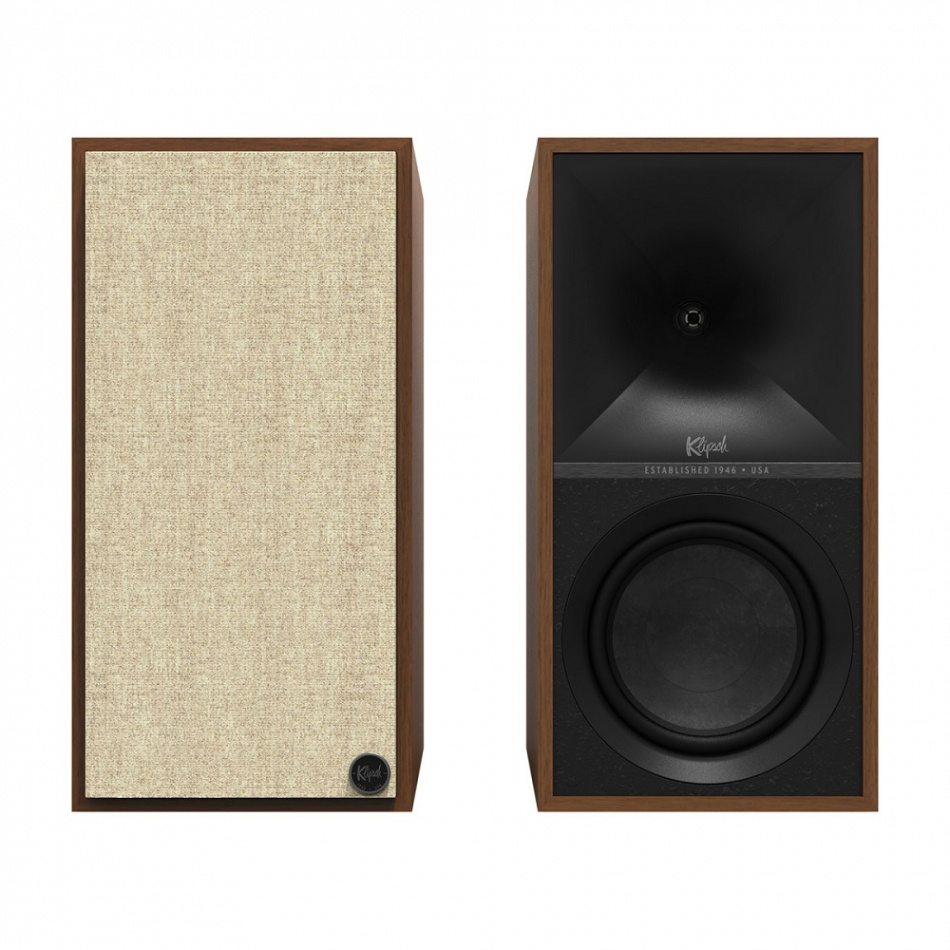 Klipsch The Sevens aktiva högtalare med fri WiiM Mini, HDMI ARC, Bluetooth & RIAA, valnöt