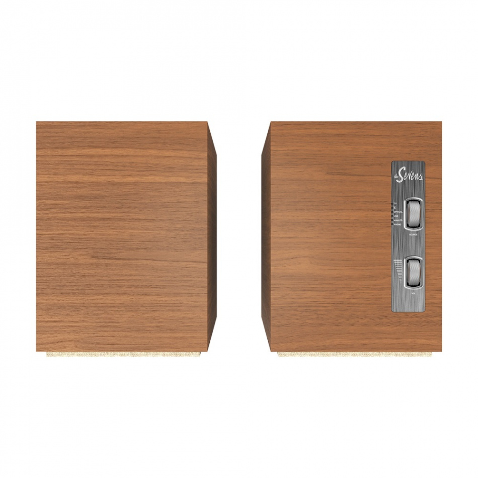 Klipsch The Sevens aktiva högtalare med fri WiiM Mini, HDMI ARC, Bluetooth & RIAA, valnöt