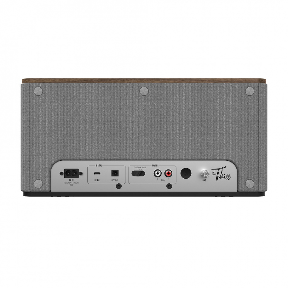 Klipsch The Three Plus aktiv högtalare med Bluetooth & USB-C, valnöt Returexemplar