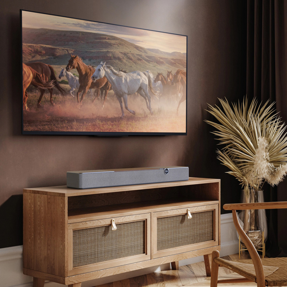 Klipsch Flexus Core 100 soundbar med Bluetooth & virtuell Dolby Atmos, valnöt