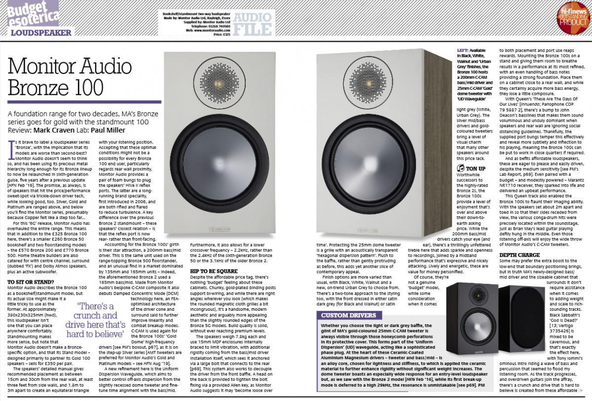 Monitor Audio Bronze 100 6G stativhögtalare, valnöt par