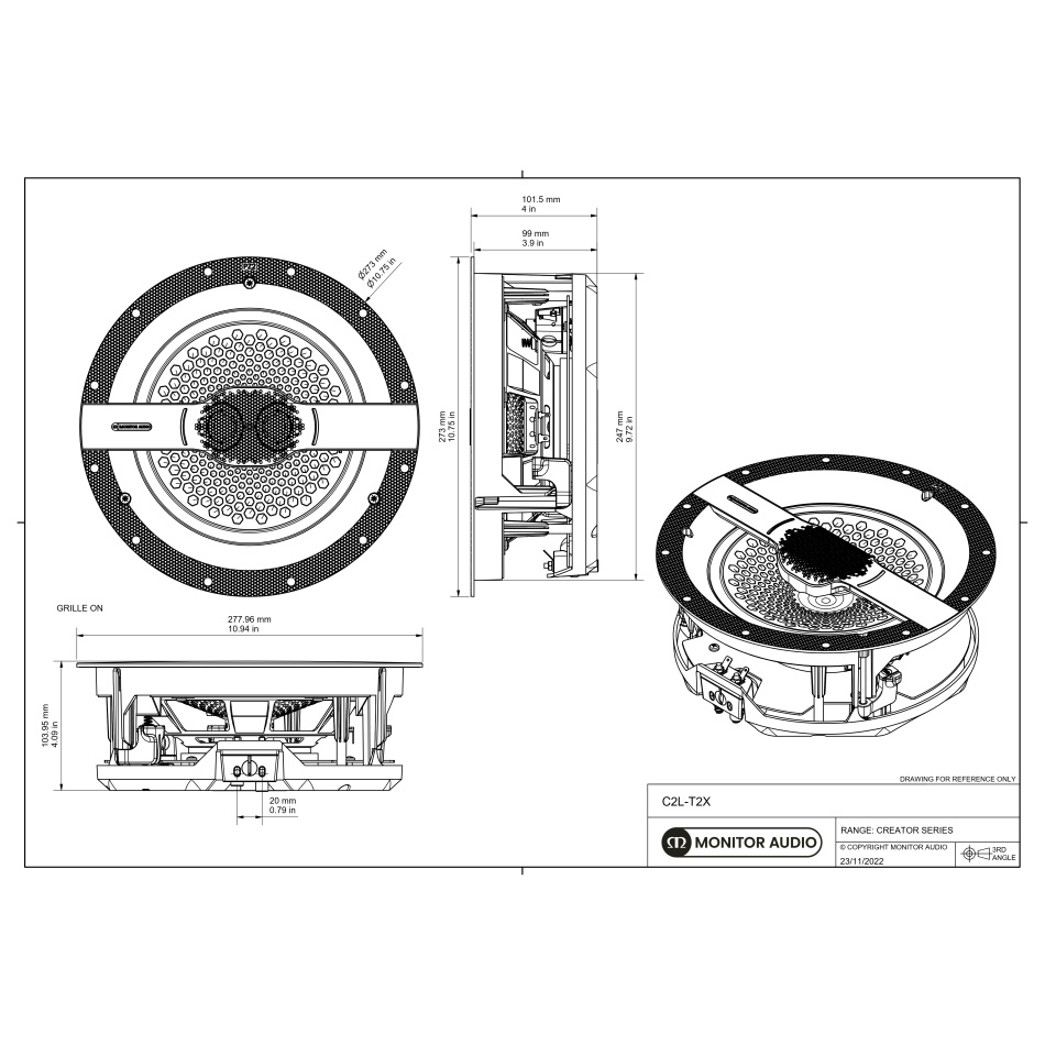 Monitor Audio Creator C2L-T2X inbyggnadshögtalare, styck