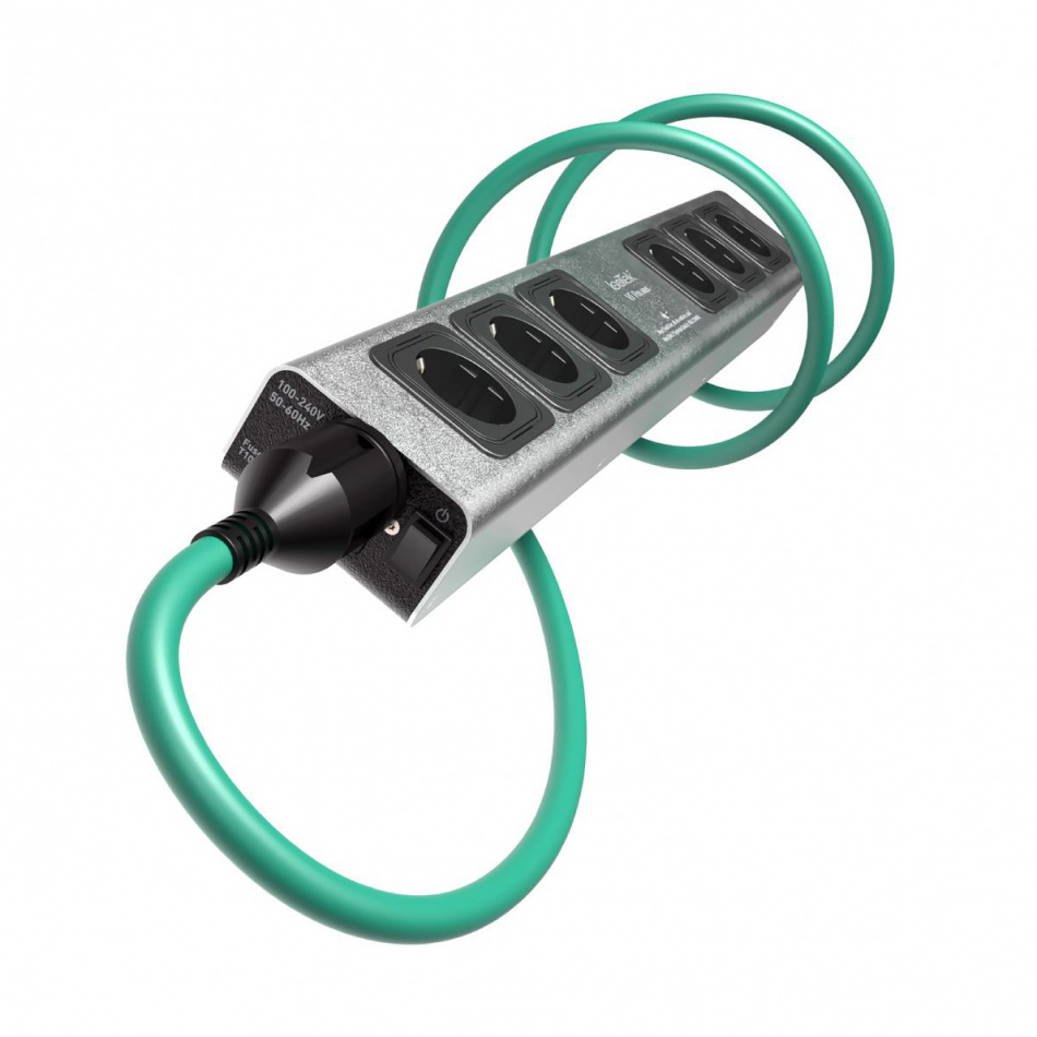 Isotek Polaris V5, 6-vägs strömlist med nätfiltrering inkl. Initium-kabel